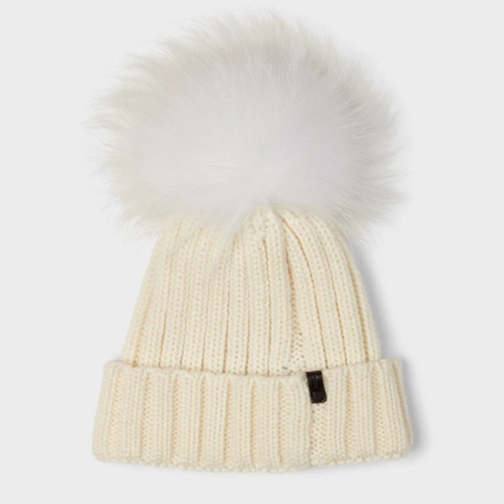 NWT RUDSAK Anya Wool and Fur Beanie Pom Pom Hat - NEW